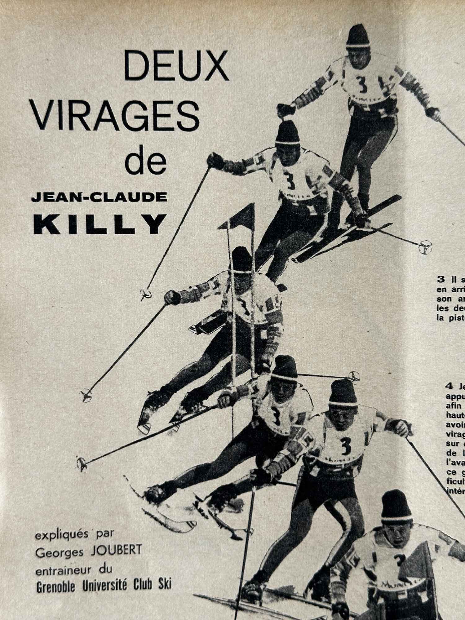 Détail page ski vintage Jean-Claude Killy 1966, magazine Ski Français — pièce unique collection Archives Haritz