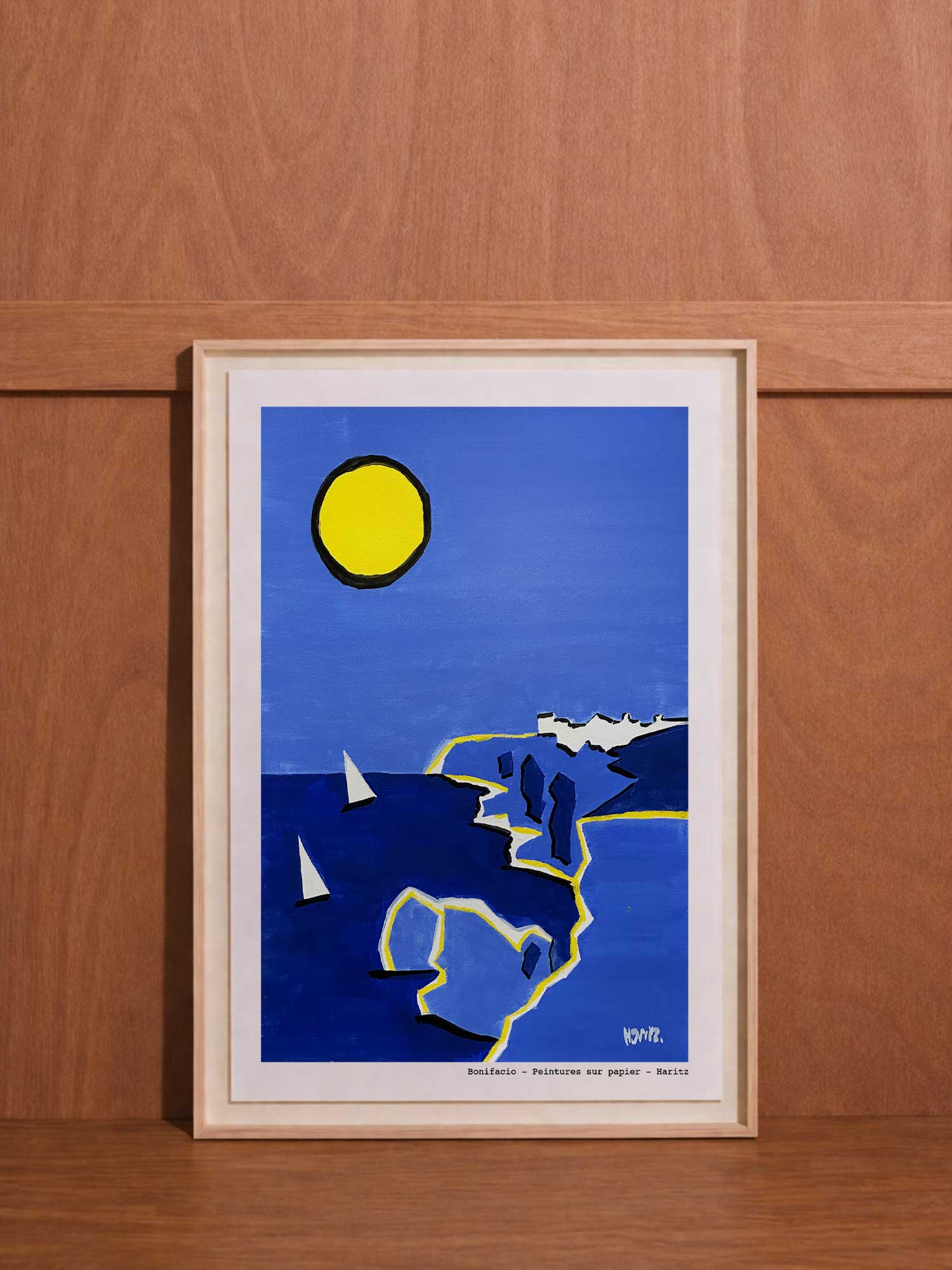 Affiche Bonifacio de Haritz, reproduction de peinture sur papier signée Haritz.