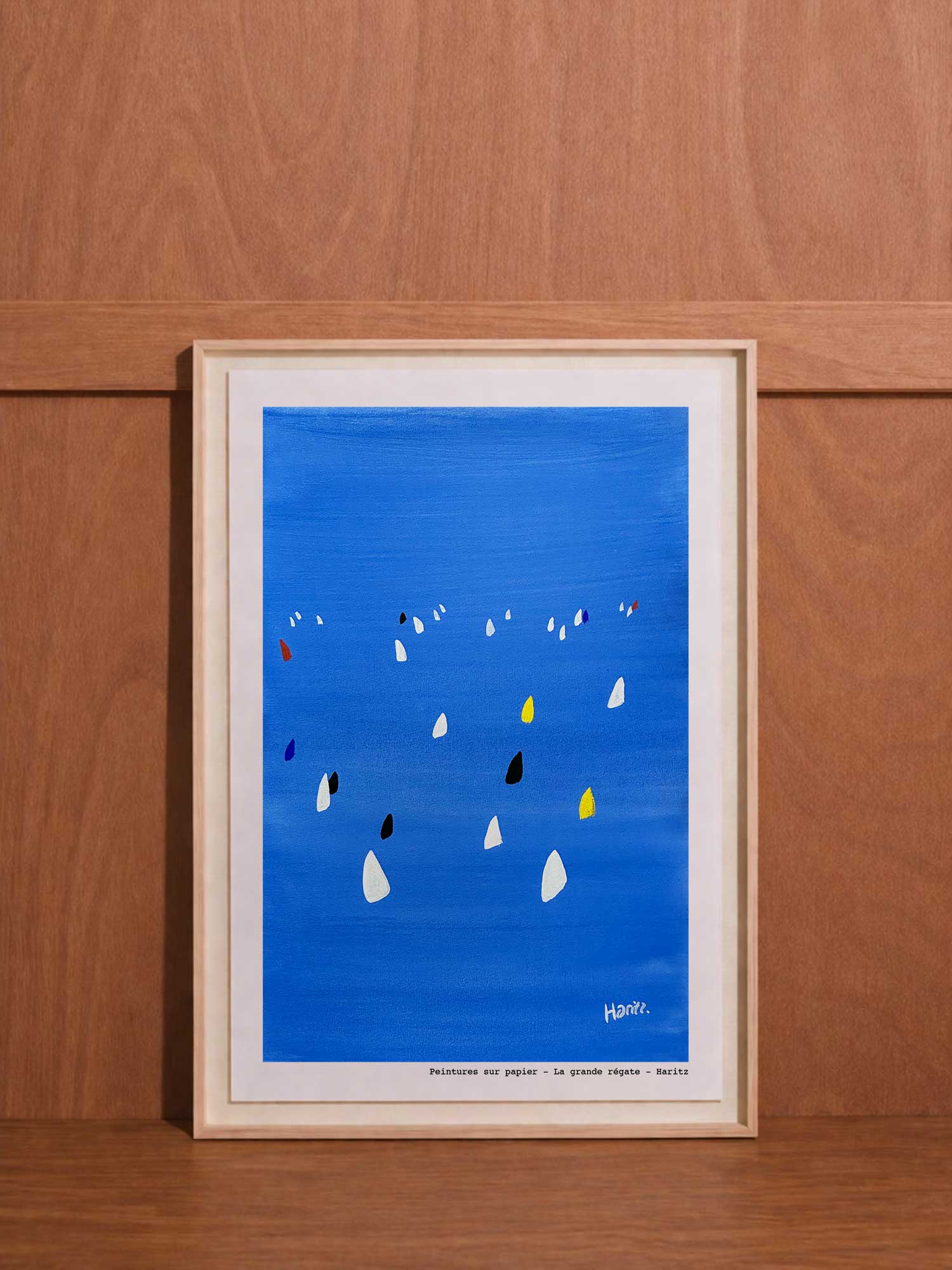 Affiche La grande régate de Haritz, reproduction de peinture sur papier signée Haritz.