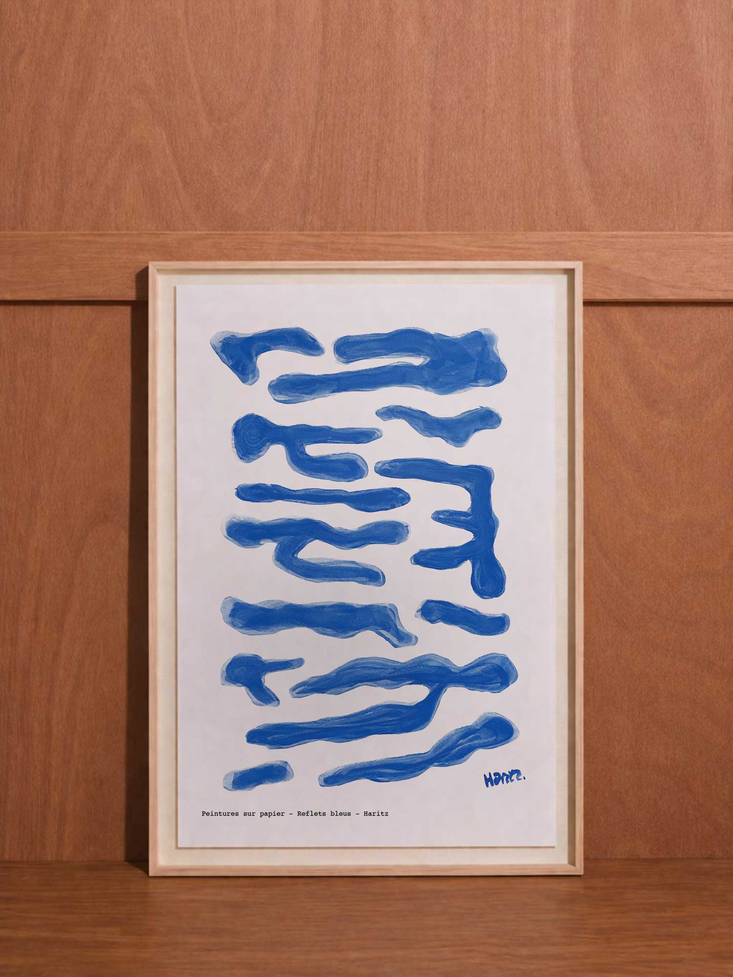 Affiche Reflets bleus de Haritz, reproduction de peinture sur papier signée Haritz.