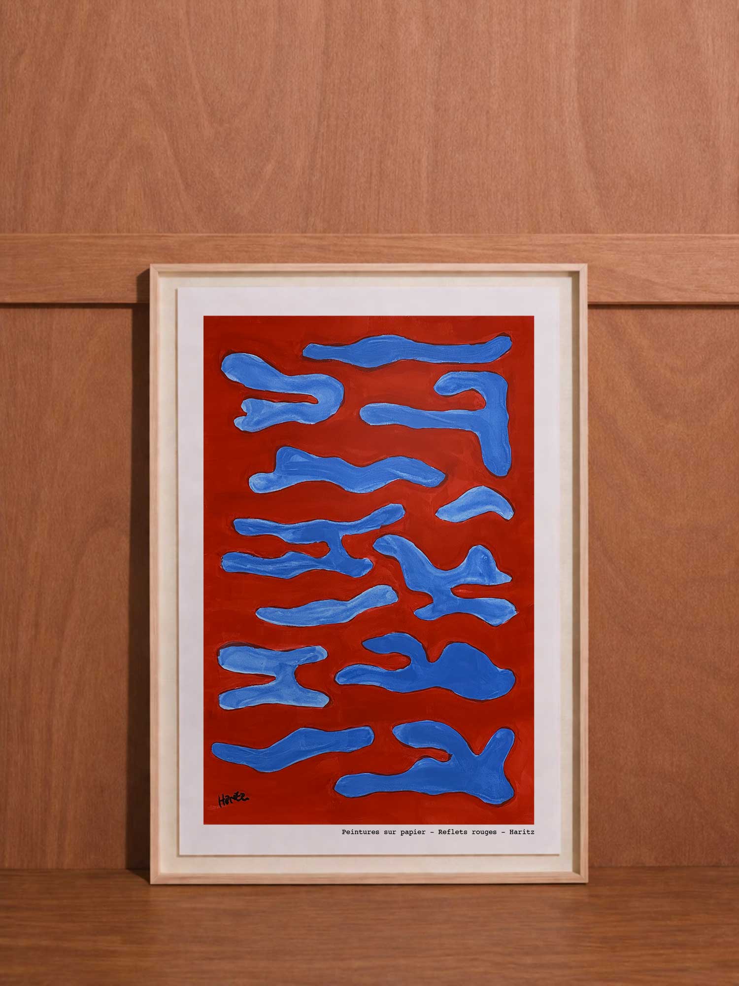 Affiche reflets rouges de Haritz, reproduction de peinture sur papier signée Haritz.