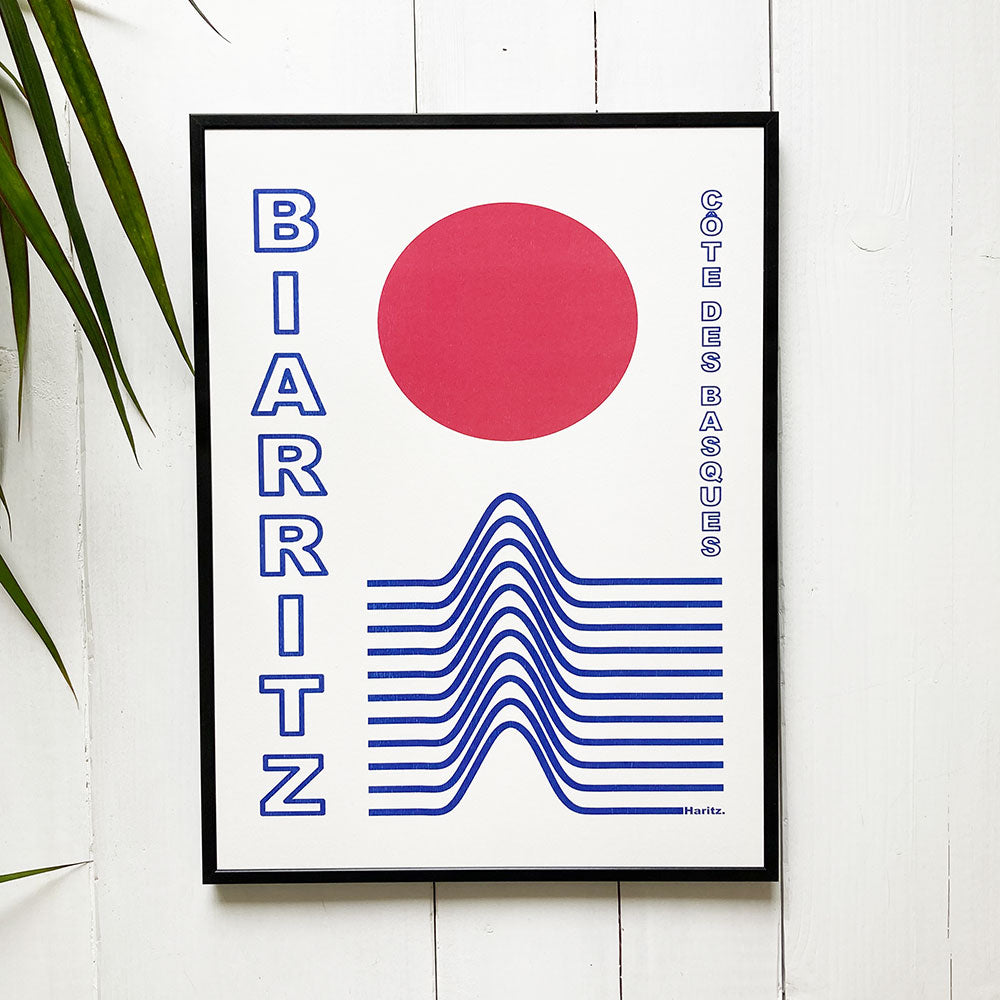 Affiche BIARRITZ Côte des Basques - Sunset