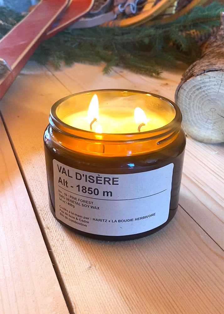 Bougie Val d'Isère - Feu de bois & Cèdre