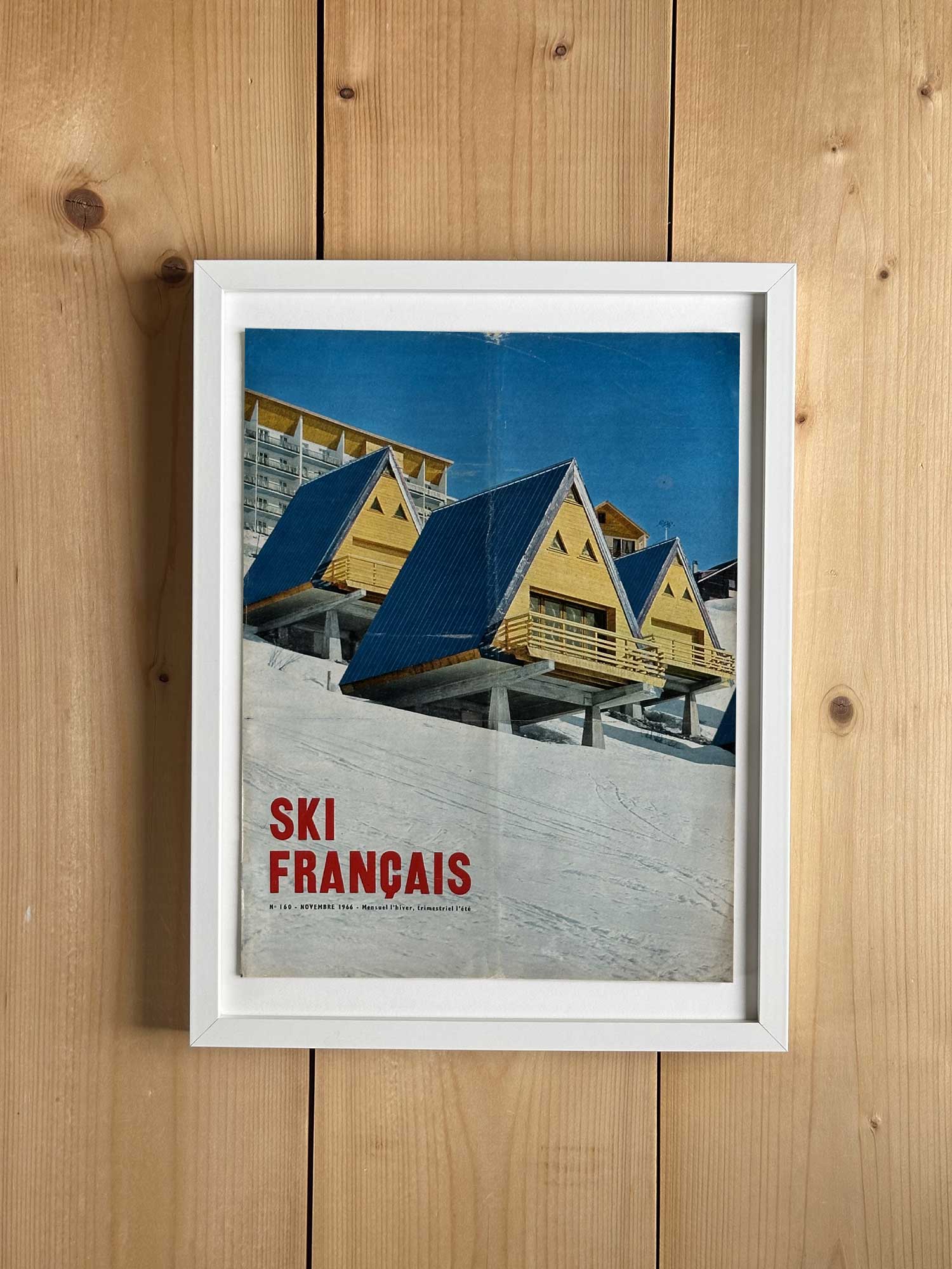 Affiche ski vintage originale 1966 extraite du magazine Ski Français, chalets de station. Collection Archives Haritz