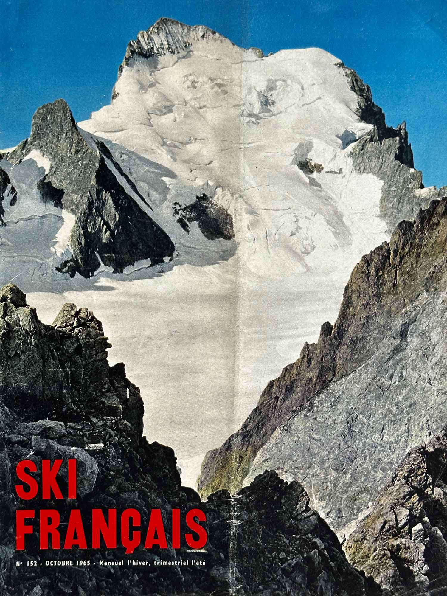 Détail affiche ski vintage massif alpin 1965, magazine Ski Français — pièce unique collection Archives Haritz
