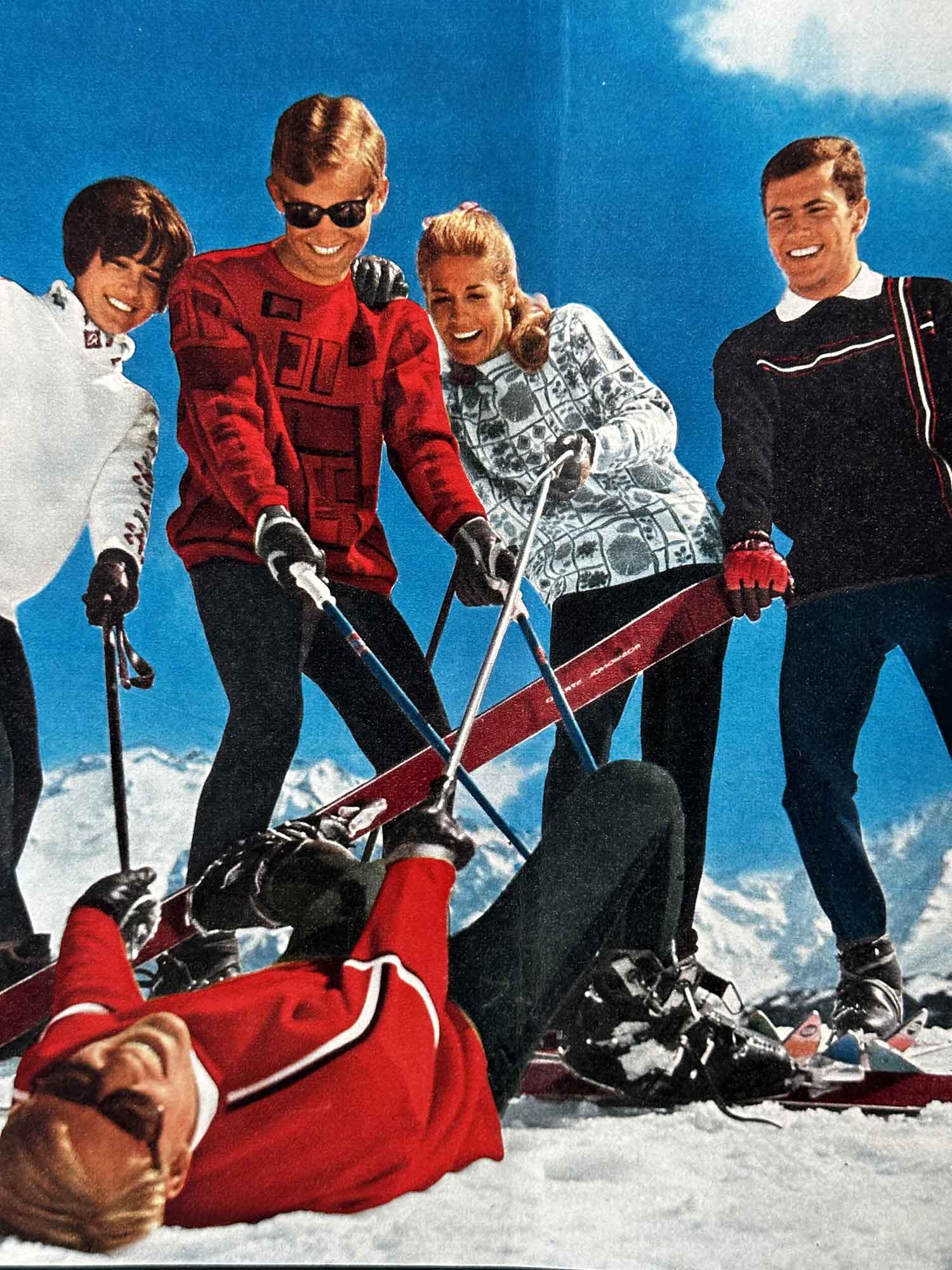 Détail affiche ski vintage publicité Montant 1966, magazine Ski Français — pièce unique collection Archives Haritz