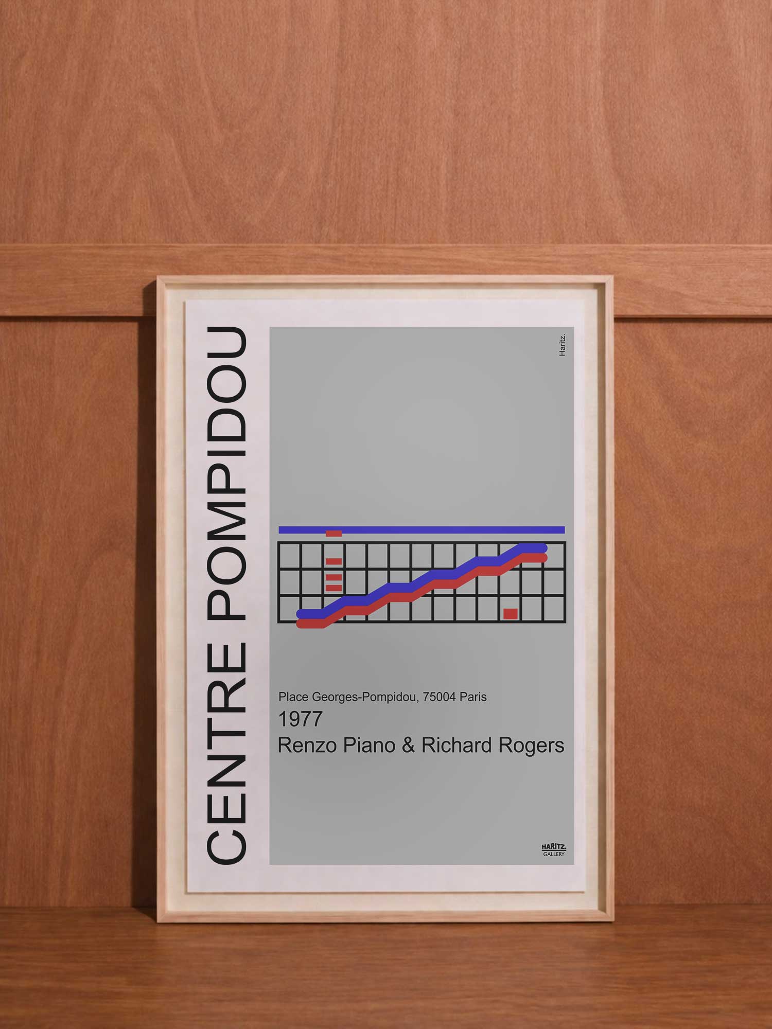 Affiche Centre Pompidou de Haritz encadrée