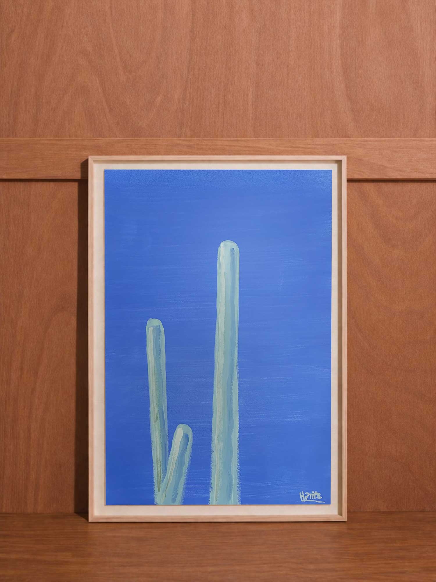 Affiche Cactus vert de Haritz, reproduction de peinture sur papier signée Haritz.