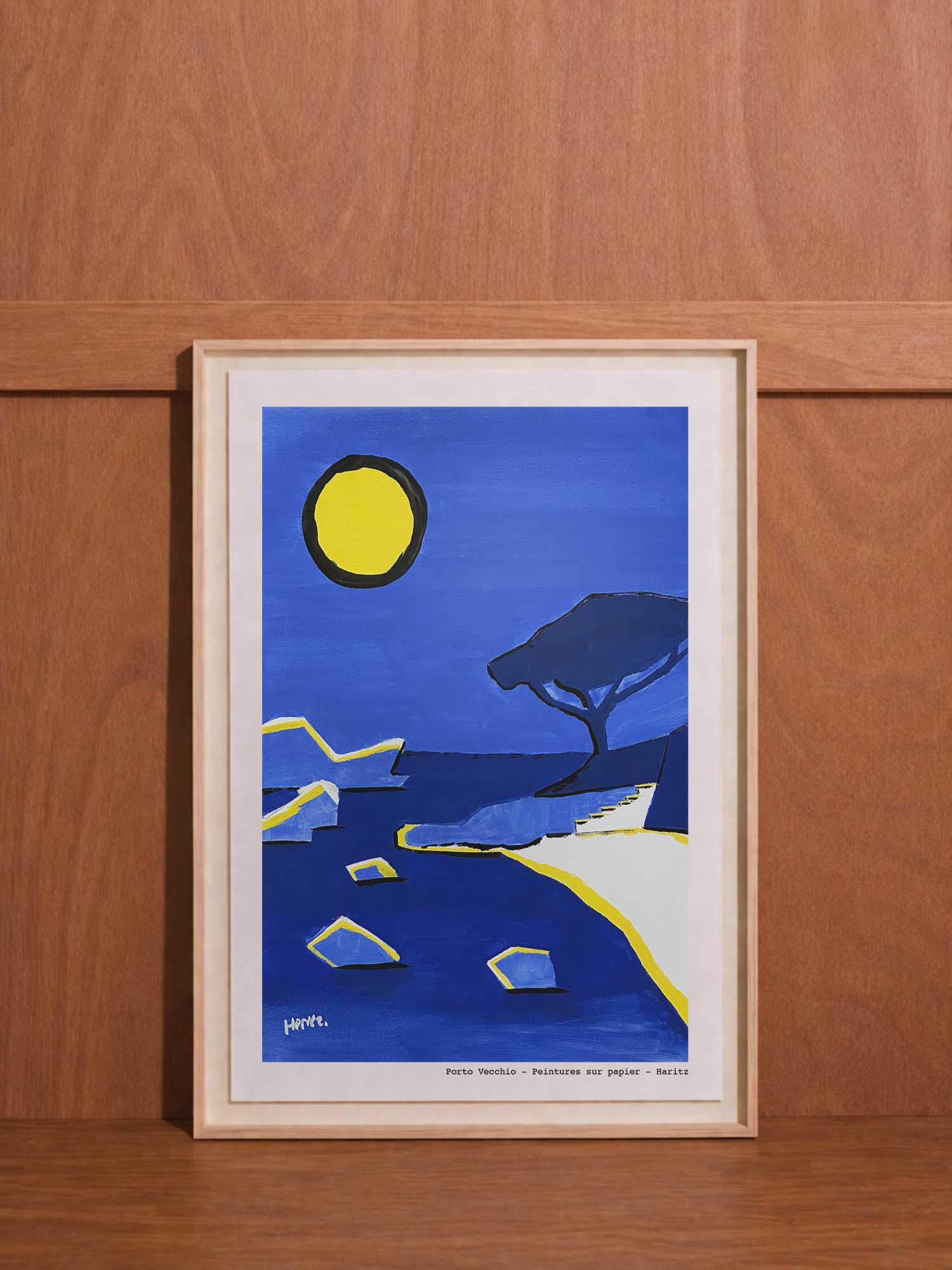 Affiche porto vecchio de Haritz, reproduction de peinture sur papier signée Haritz.