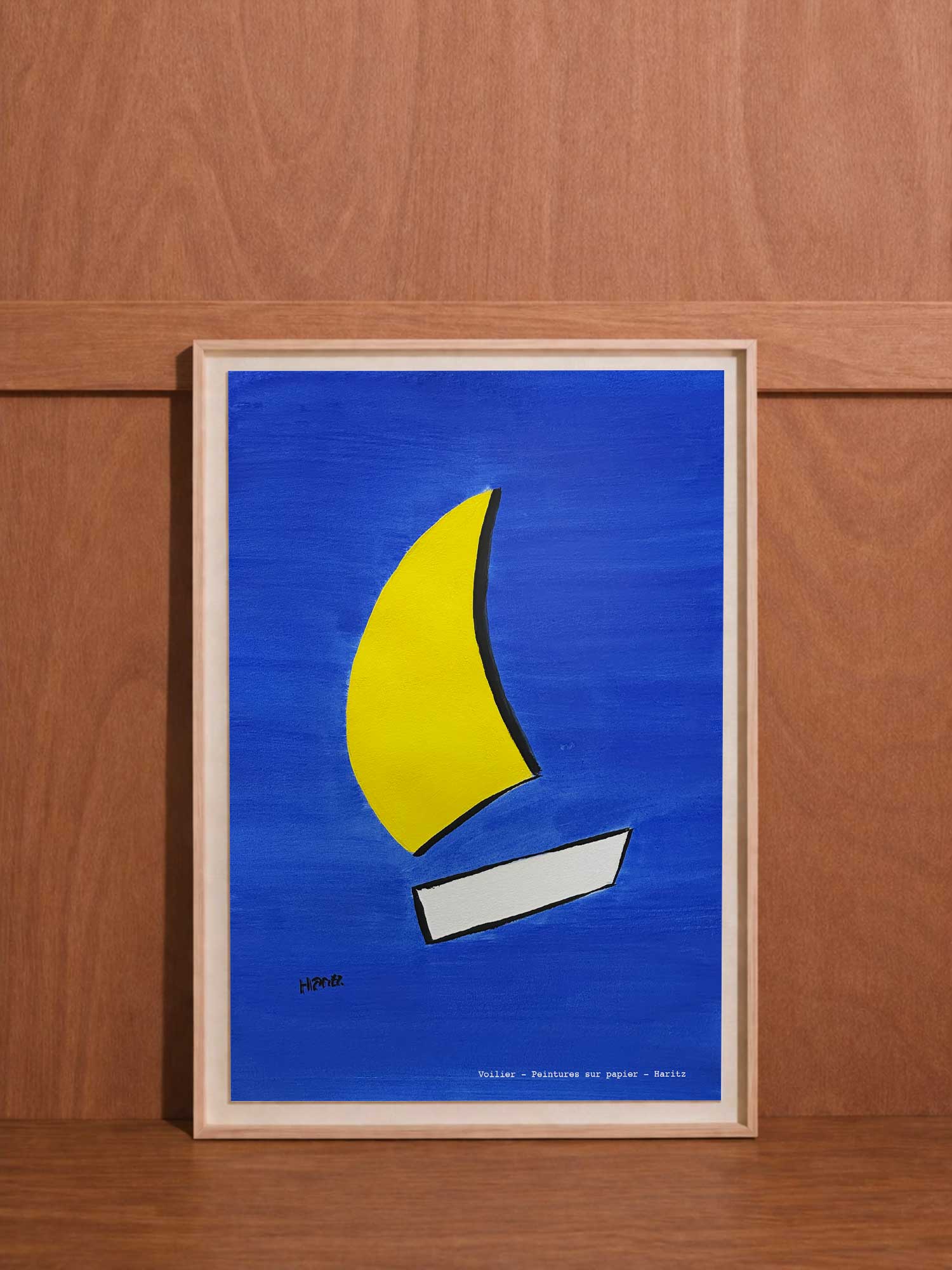 Affiche Voilier de Haritz, reproduction de peinture sur papier signée Haritz.