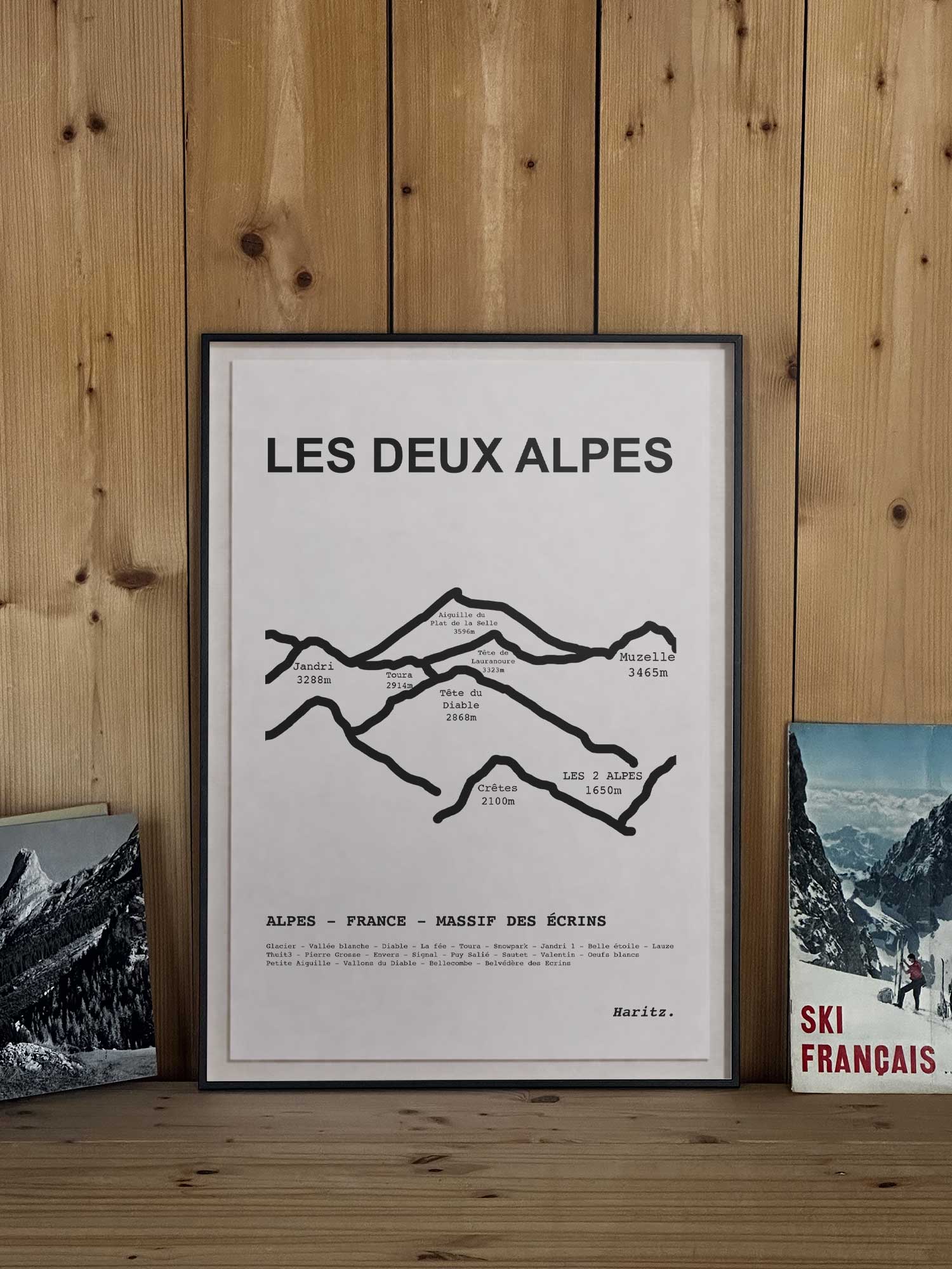 Affiche Les 2 Alpes - Décoration Montagne Contemporaine | Haritz